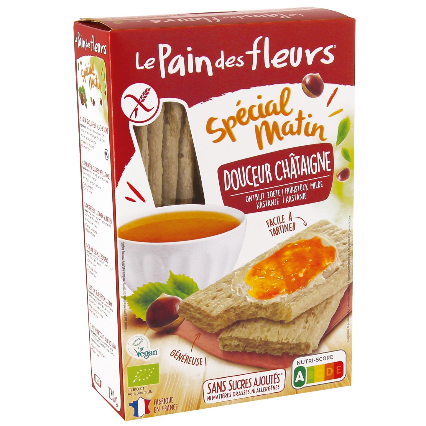 Biscoitos de castanha especiais matinais Tosta crocante Le Pain des Flerus 230 g