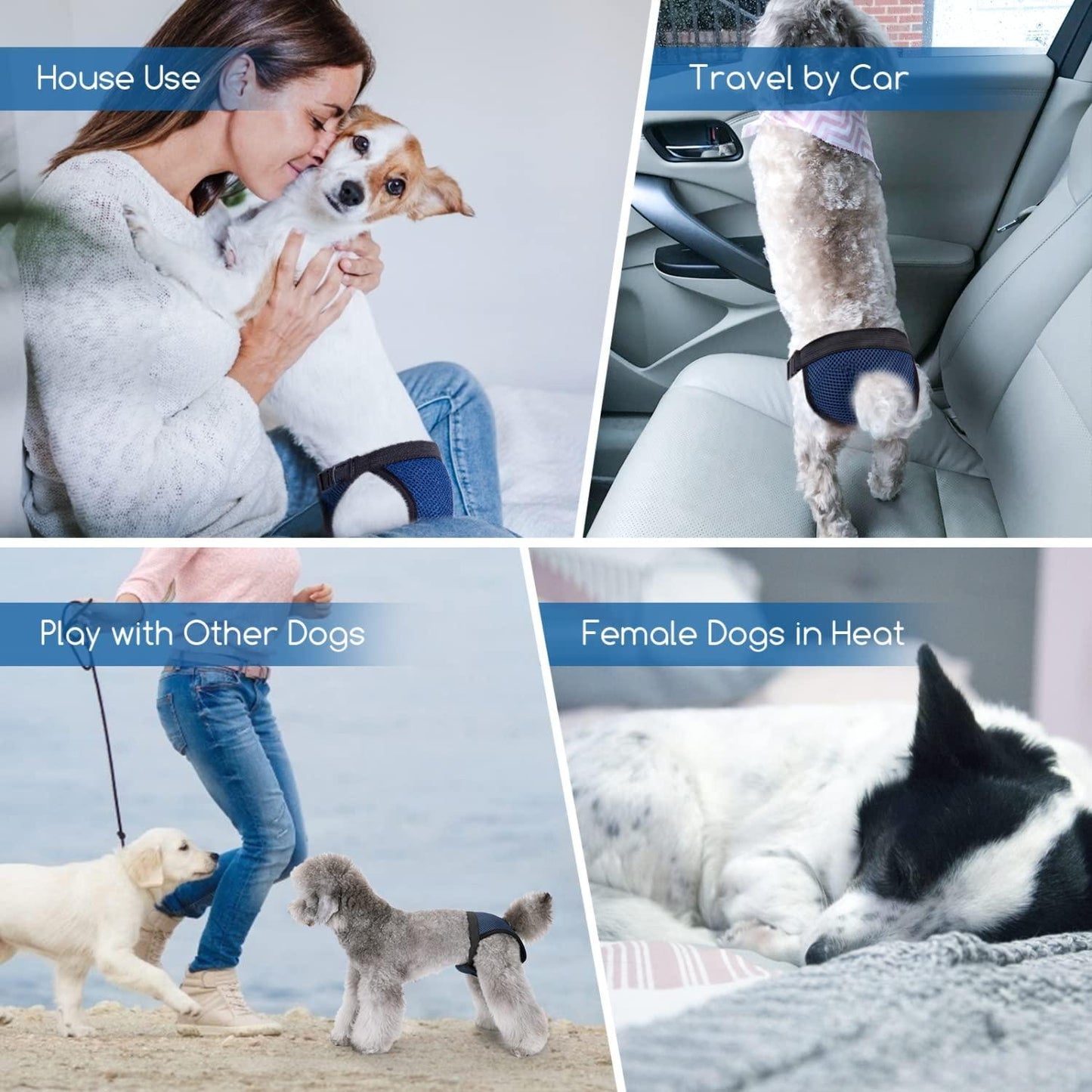 Fraldas para cães, calças protetoras laváveis com 3 pensos higiénicos, roupa interior higiénica Nobleza tamanho M