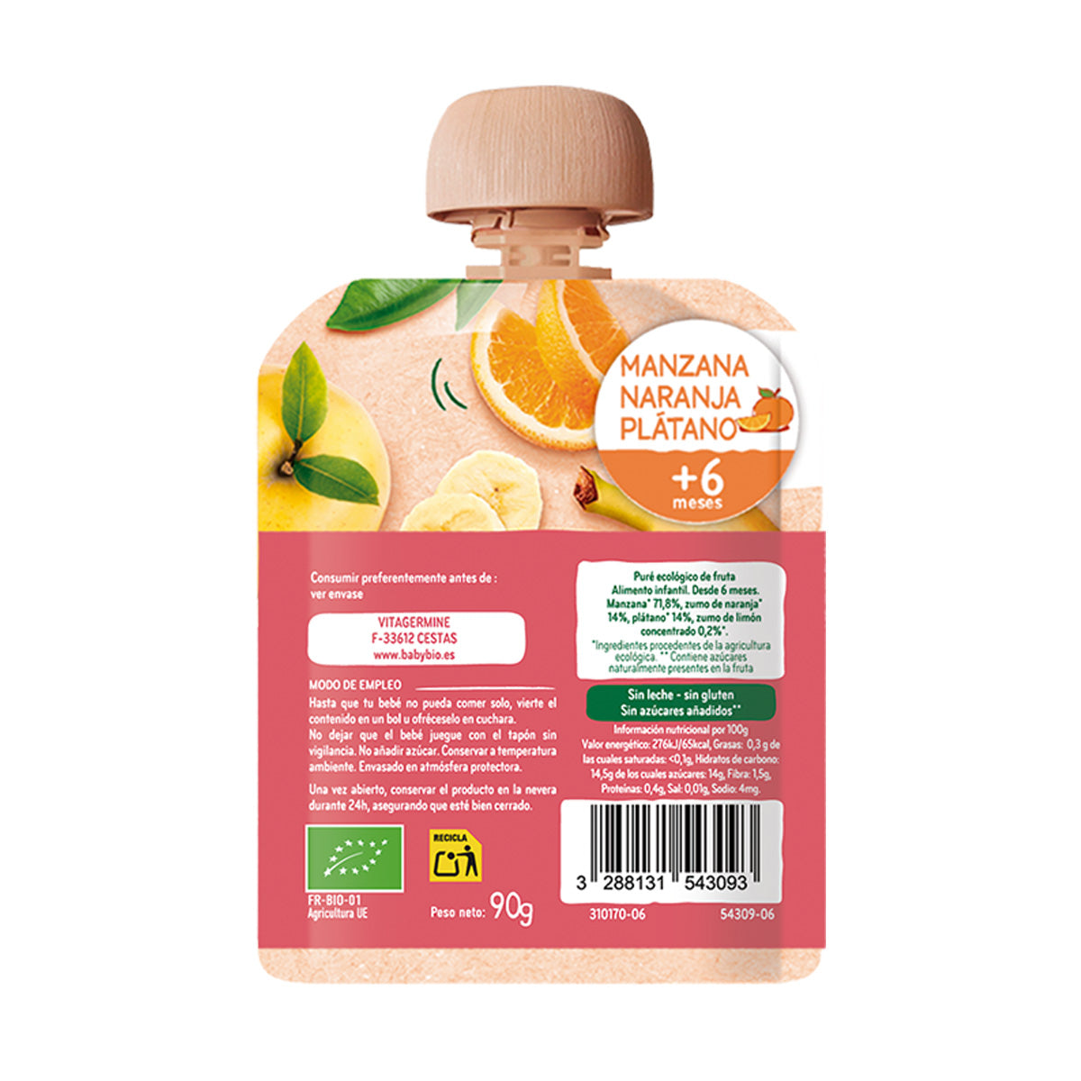 BabyBio Maçã Laranja e Banana Saqueta 90g