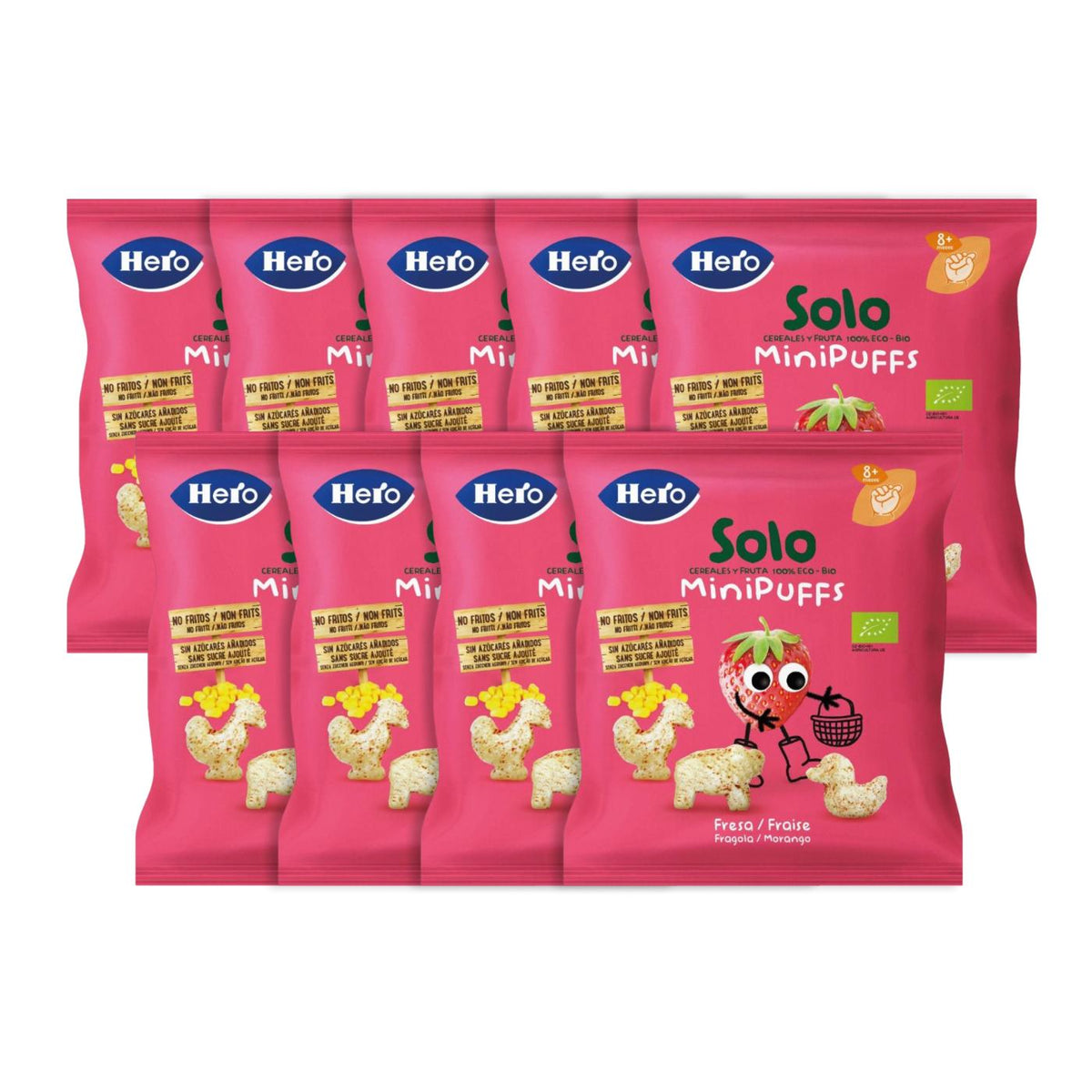 Pack x9 Eco Morango Snacks 18 g - Hero Solo