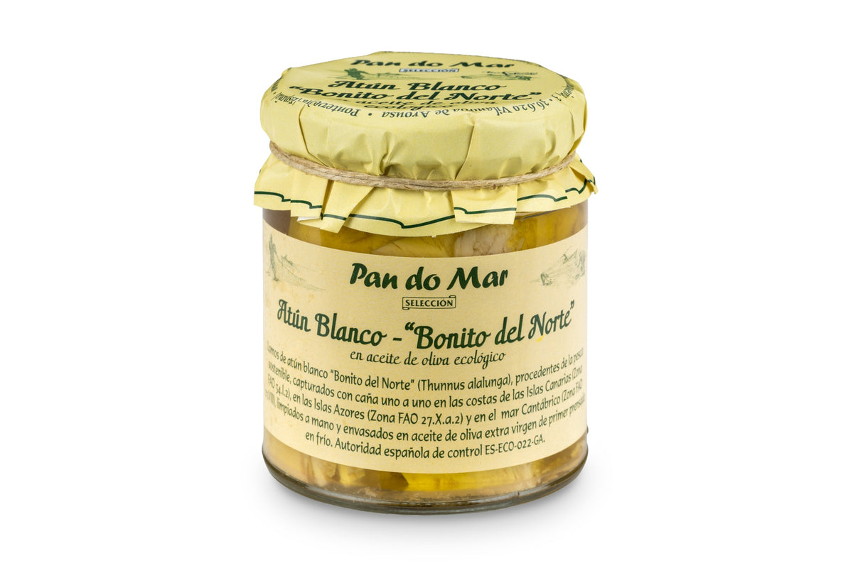 Lomos de Bonito del Norte en aceite de oliva ecológico en Vidrio Pan do Mar 220g