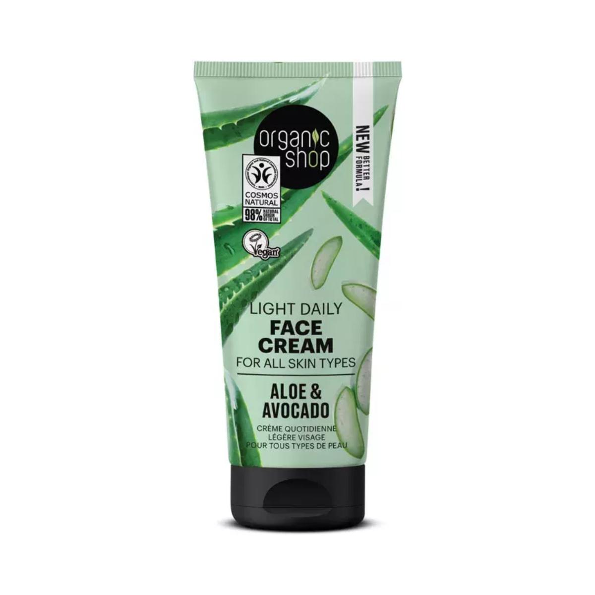 Creme facial suavizante de abacate e aloé vera, Organic Shop 50 ml