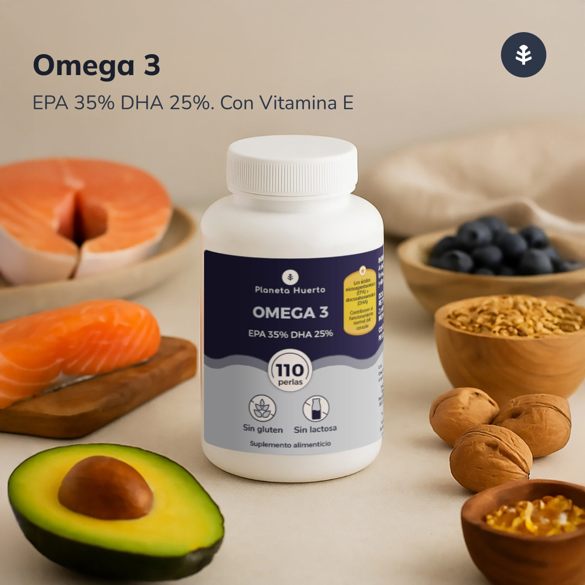 Ómega 3 EPA 35% DHA 25% Planeta Huerto 110 Pérolas