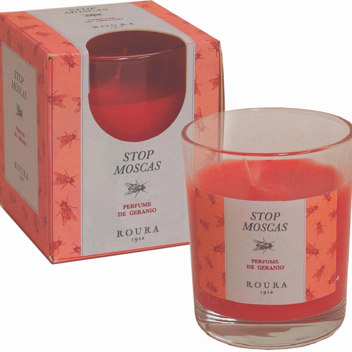 Vela anti-moscas em vidro Stop Flies Geranium Roura