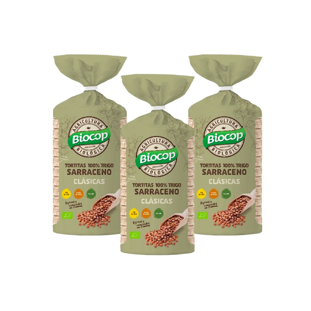 Embalagem de 3 panquecas de trigo sarraceno 100% Biocop 100 g