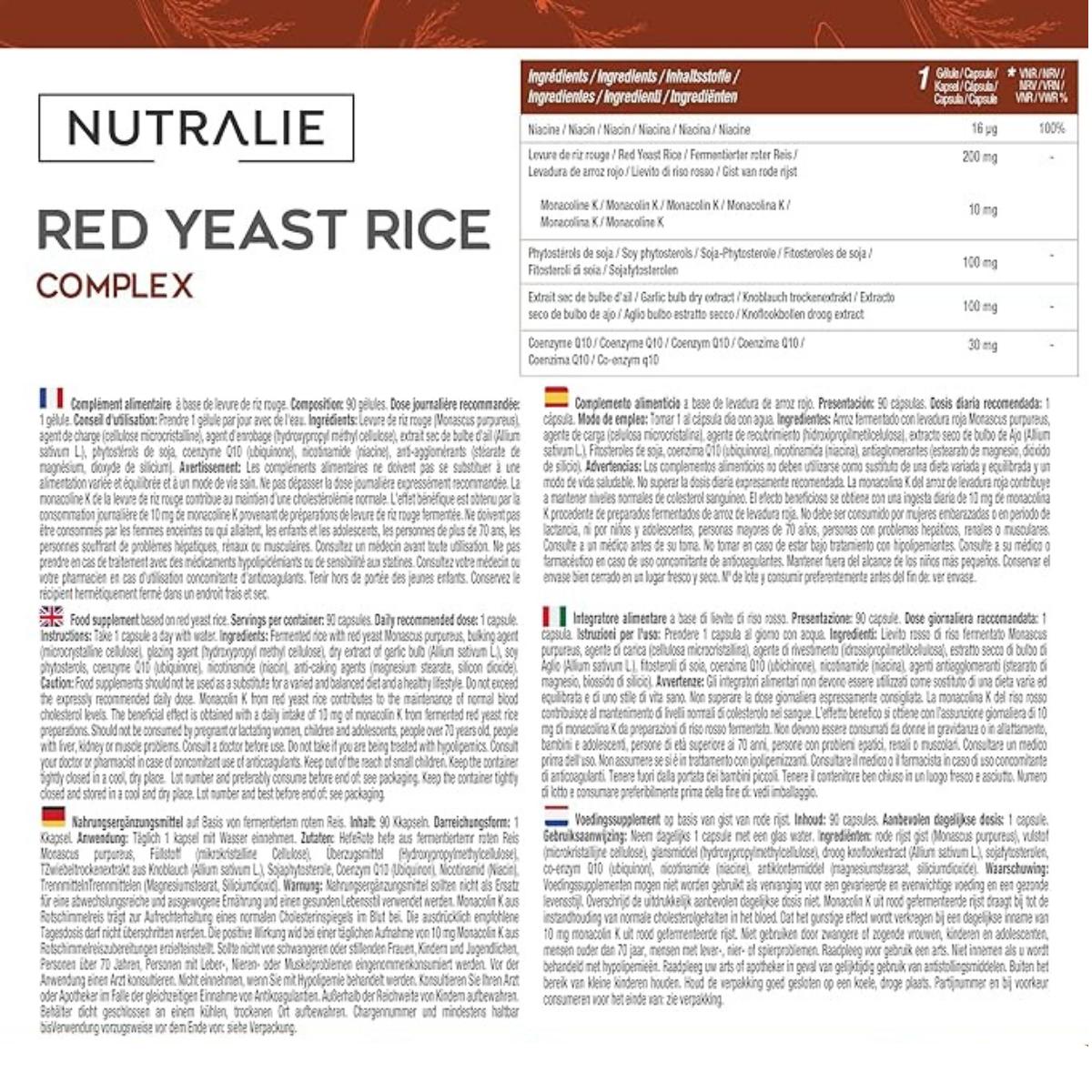 Nutralie Arroz Vermelho Fermentado com 2,9mg de Monacolina e Q10 90 Cápsulas