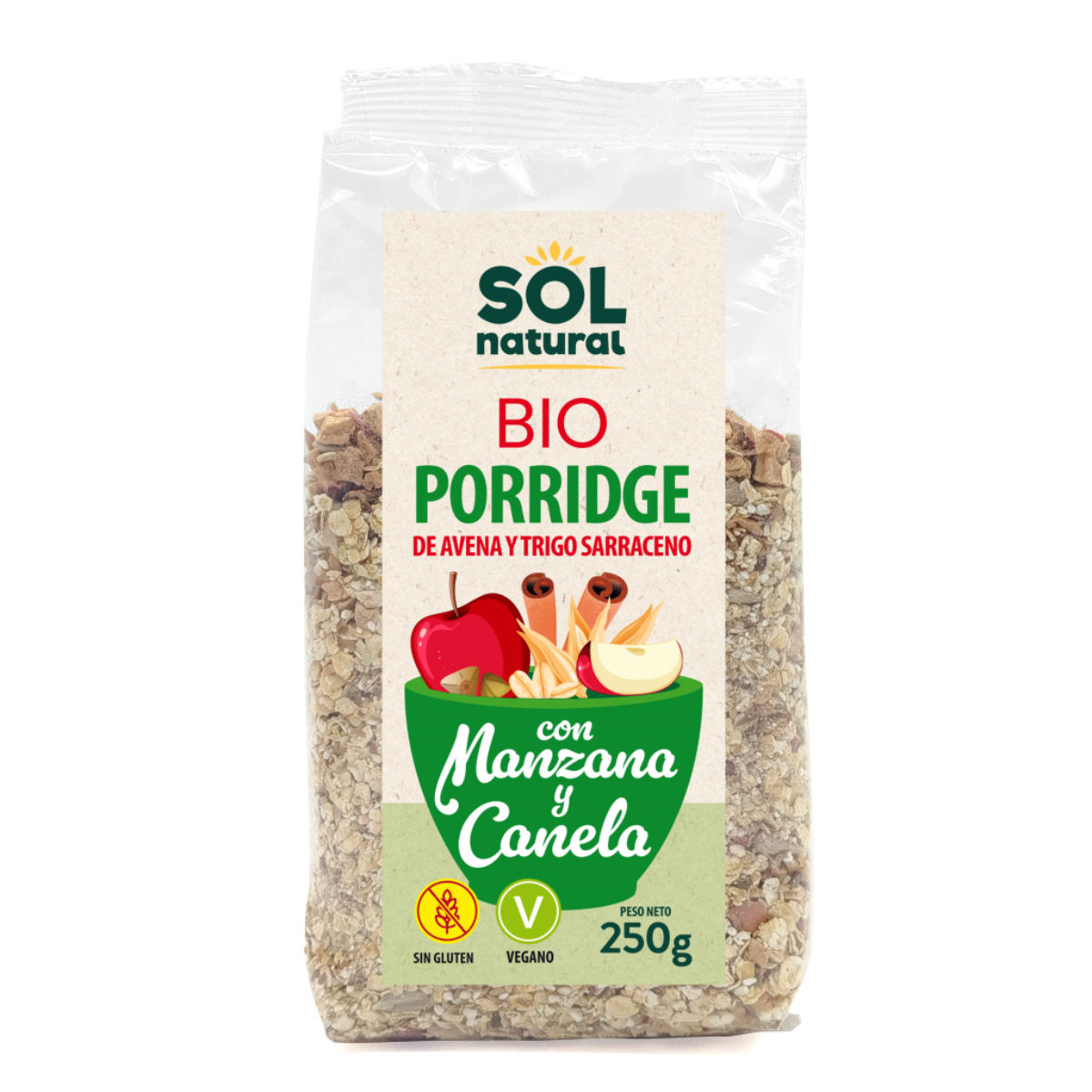 Papa de Trigo Sarraceno com Maçã e Canela BIO Sol Natural 250 g