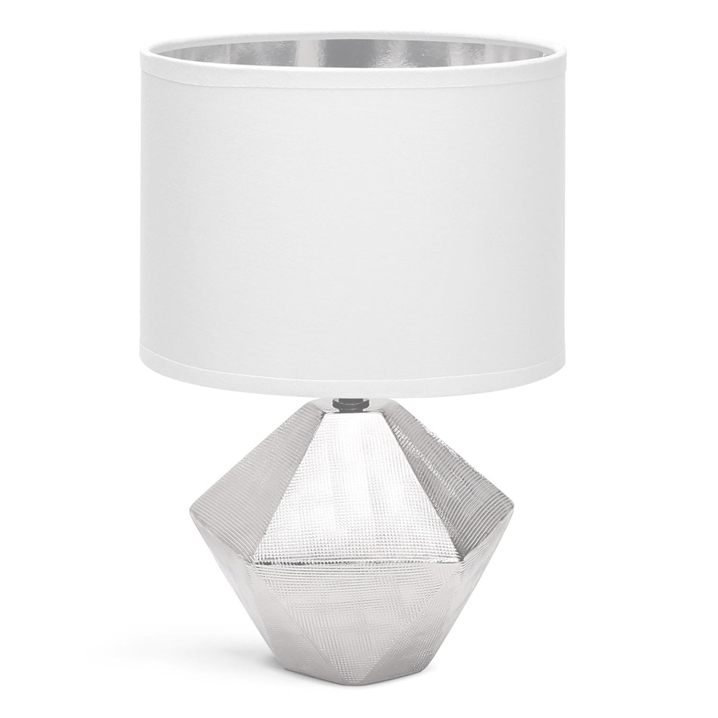 Candeeiro de Mesa Cerâmica E14 Prata Tamanho Grande