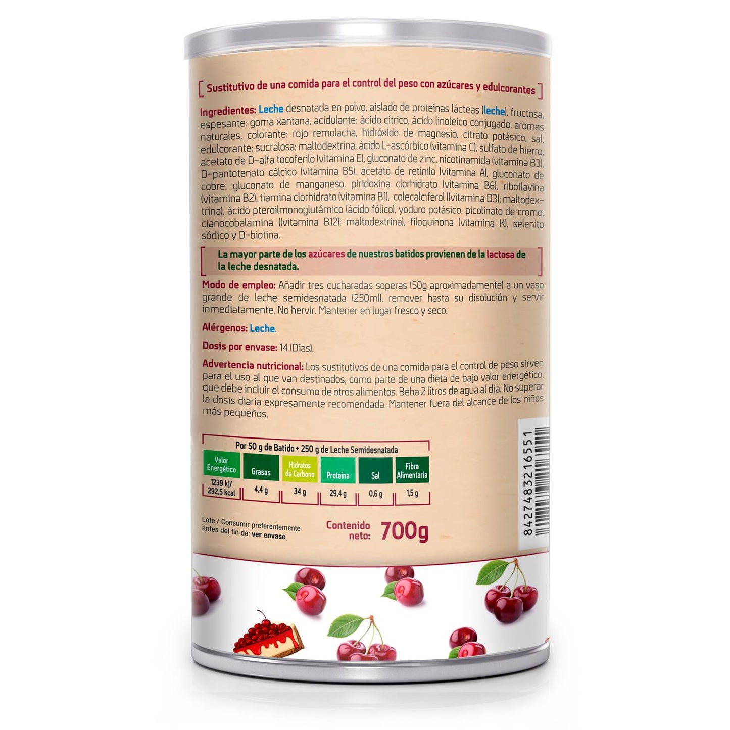 Batido de Cheesecake de Cereja Saciante SOTYA 550g