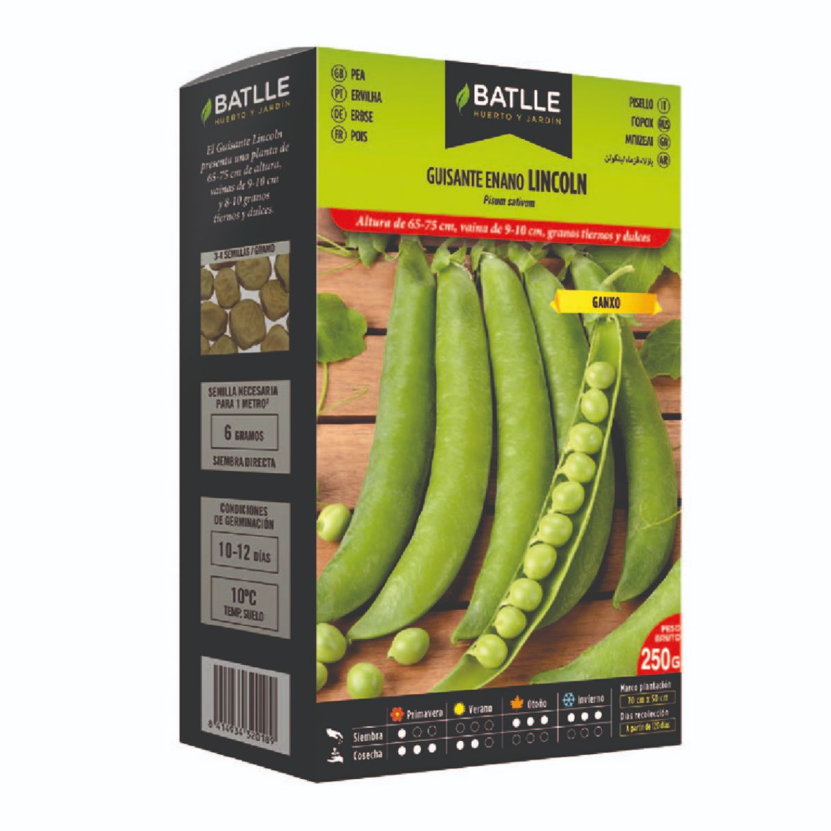 Sementes de ervilha anã Lincoln 250 g Batlle
