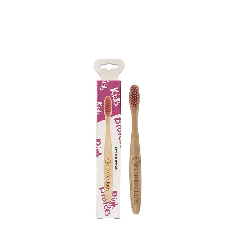 Escova de dentes de bambu rosa Nordics Oral Care para crianças