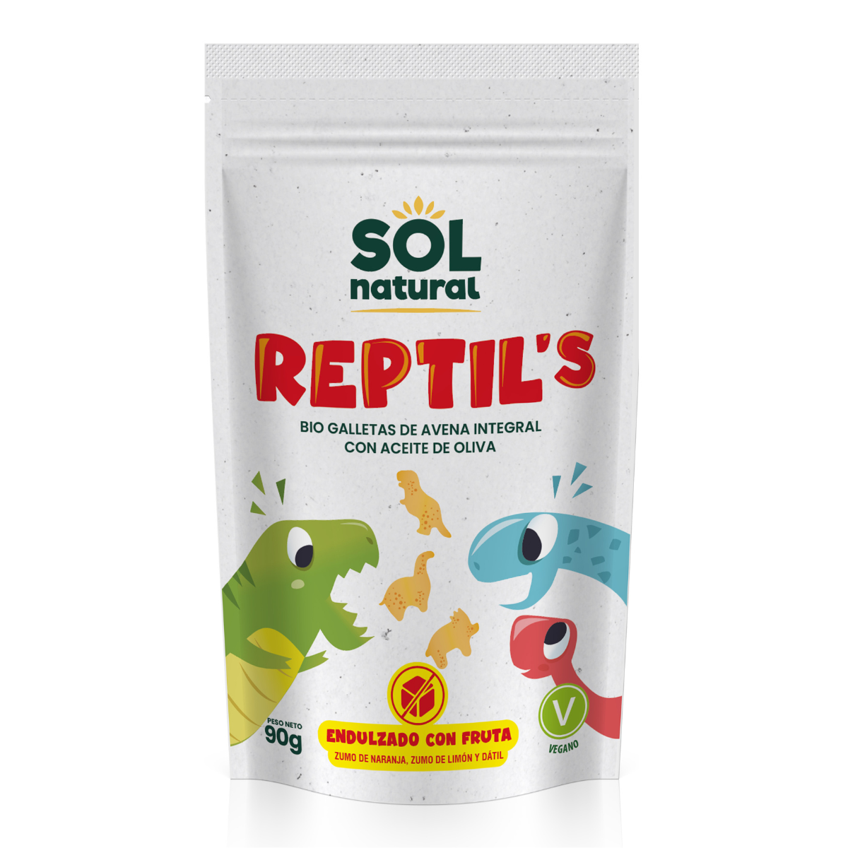 Embalagem de 2 Bolachas Infantis de Aveia e Fruta Biológicas Sol Natural, 90 g
