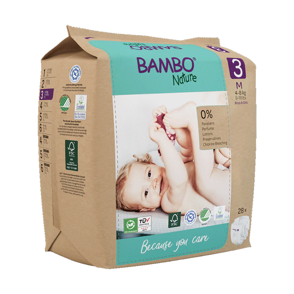 Pack Fraldas T3 (4-8kg) Bambo Nature 168 unidades