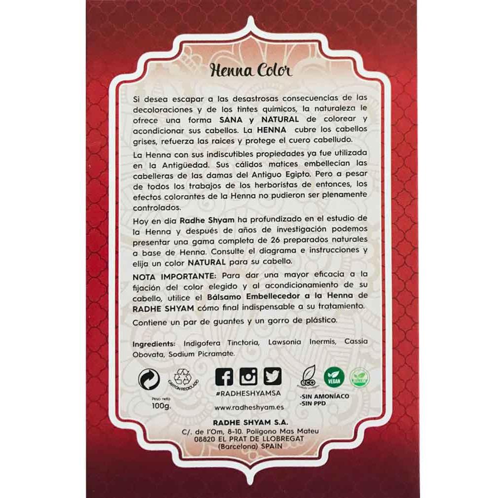 Henna em pó castanha mogno Radhe Shyam 100 g