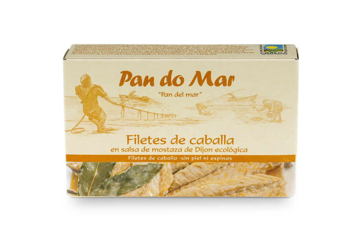 Filetes caballa en salsa mostaza de Dijón ecológica en Lata Pan do Mar 120g