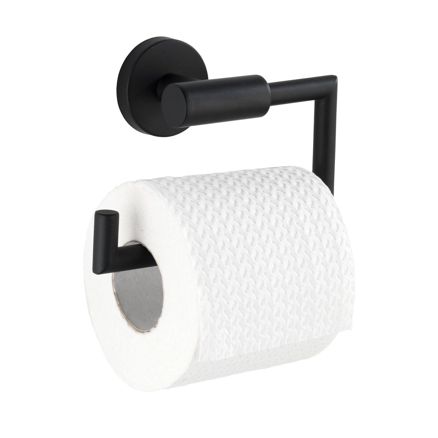 Suporte para rolo de papel higiénico Wenko Bosio em aço inoxidável preto mate sem tampa