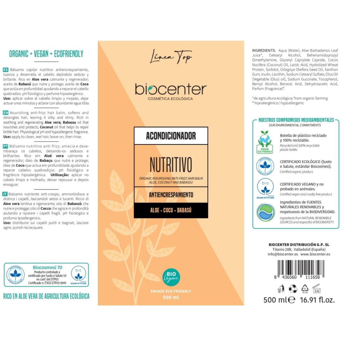 Condicionador Nutritivo Anti-Frizz Top Biocenter 500 ml