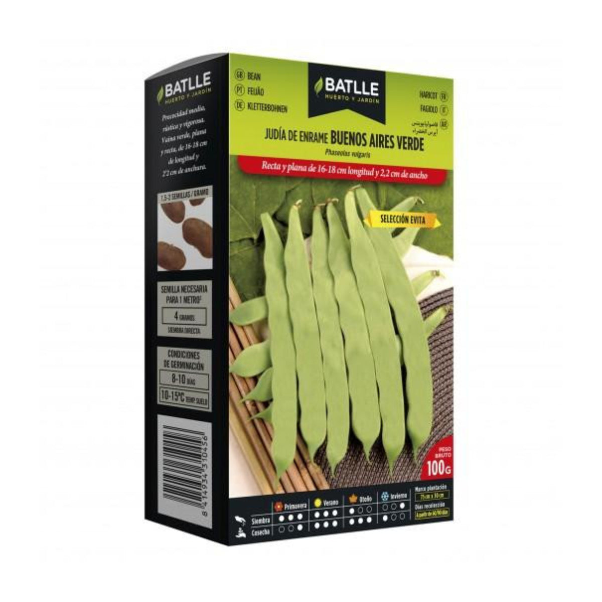 Sementes de feijão verde Batlle Evita Buenos Aires 100g