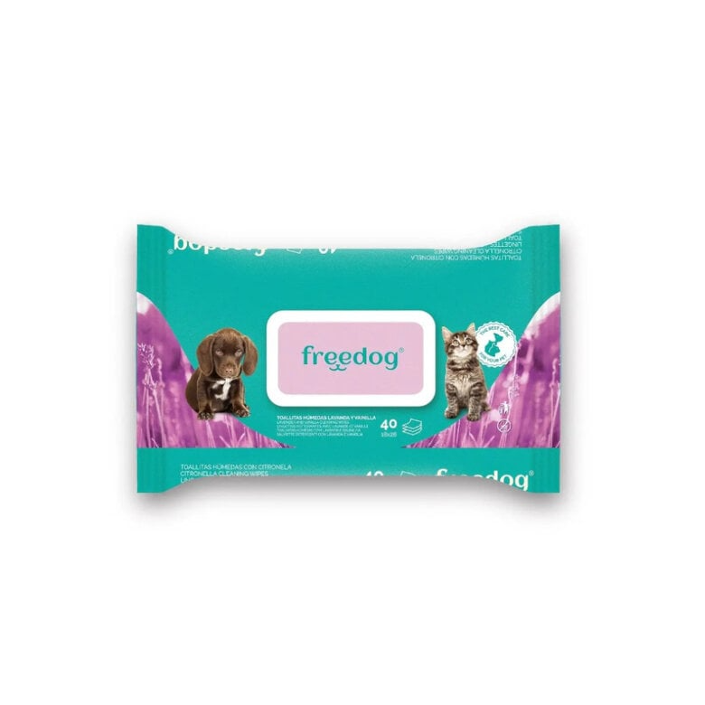 Freedog Toalhetes Húmidos Lavanda e Baunilha para cães e gatos, 40 unidades