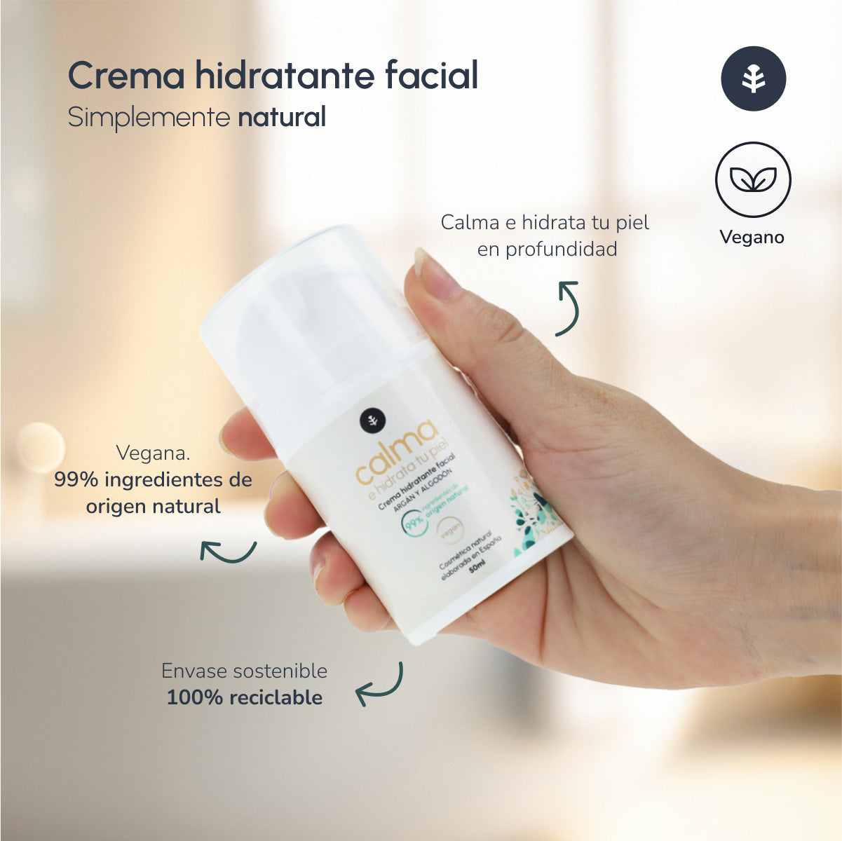 Planeta Huerto Hidratante Facial Argão e Algodão 50 ml