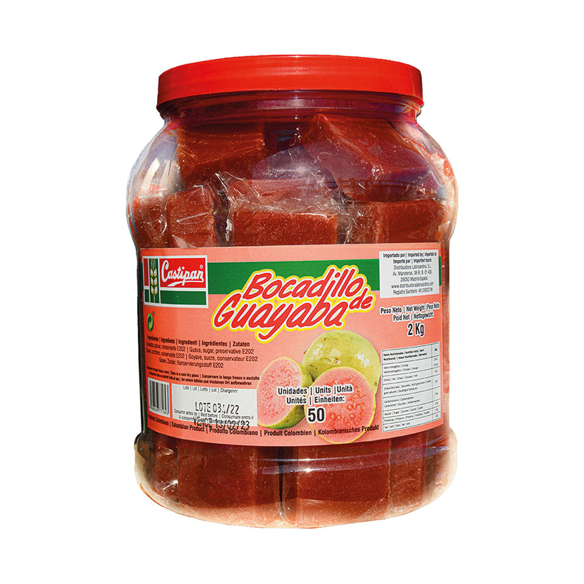 50 Salgadinhos de Goiaba em Bombonera Castipan 2 Kg