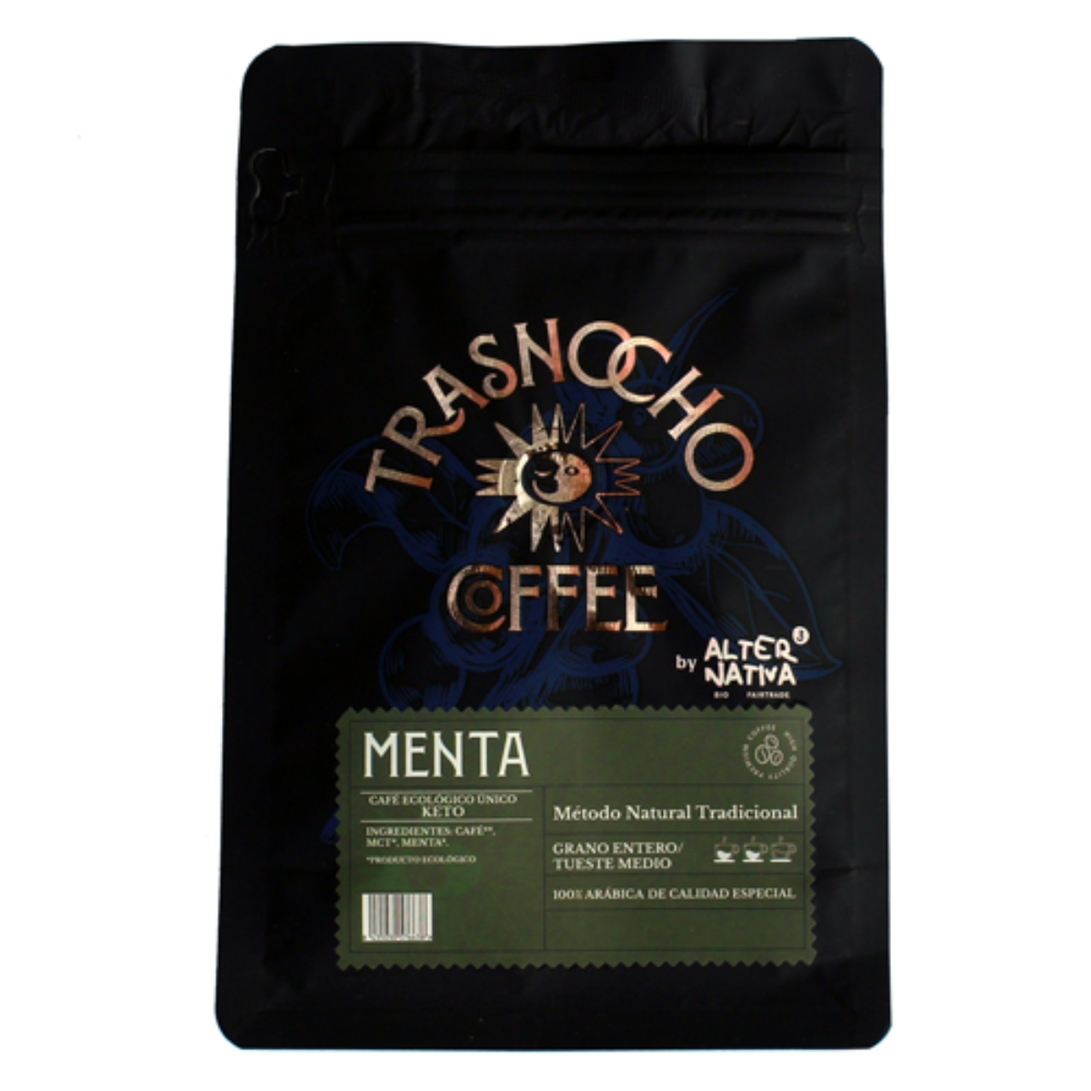 Grãos de café Keto com hortelã biológica alternativa Trasnocho 200 g
