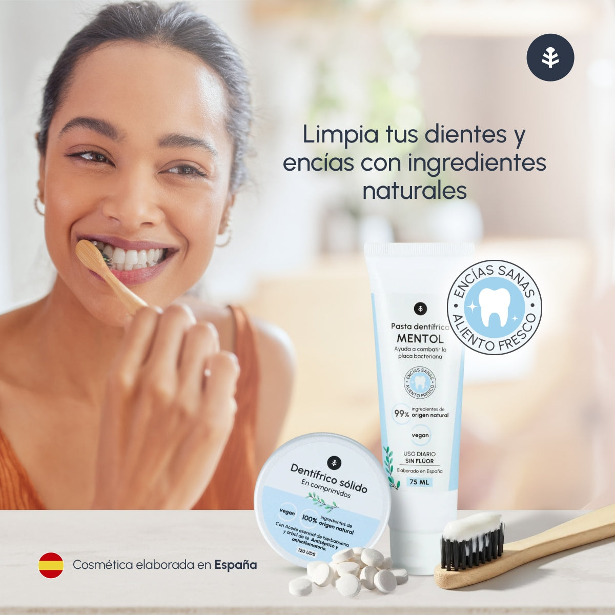 Pasta de dentes sólida sem flúor Planeta Huerto 120 comprimidos