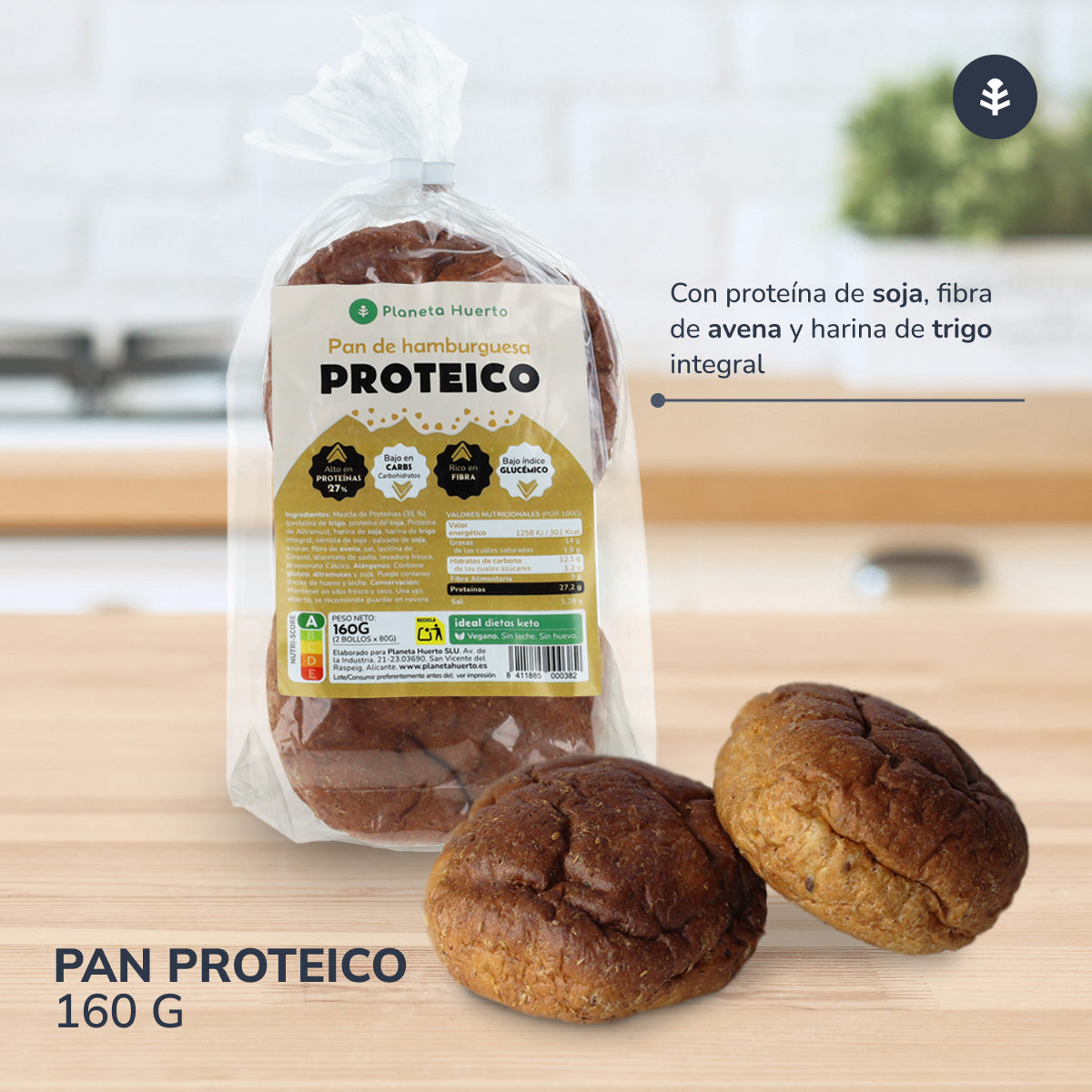 Pãezinhos de Hambúrguer Proteicos Planeta Huerto, 2 x 80 gr