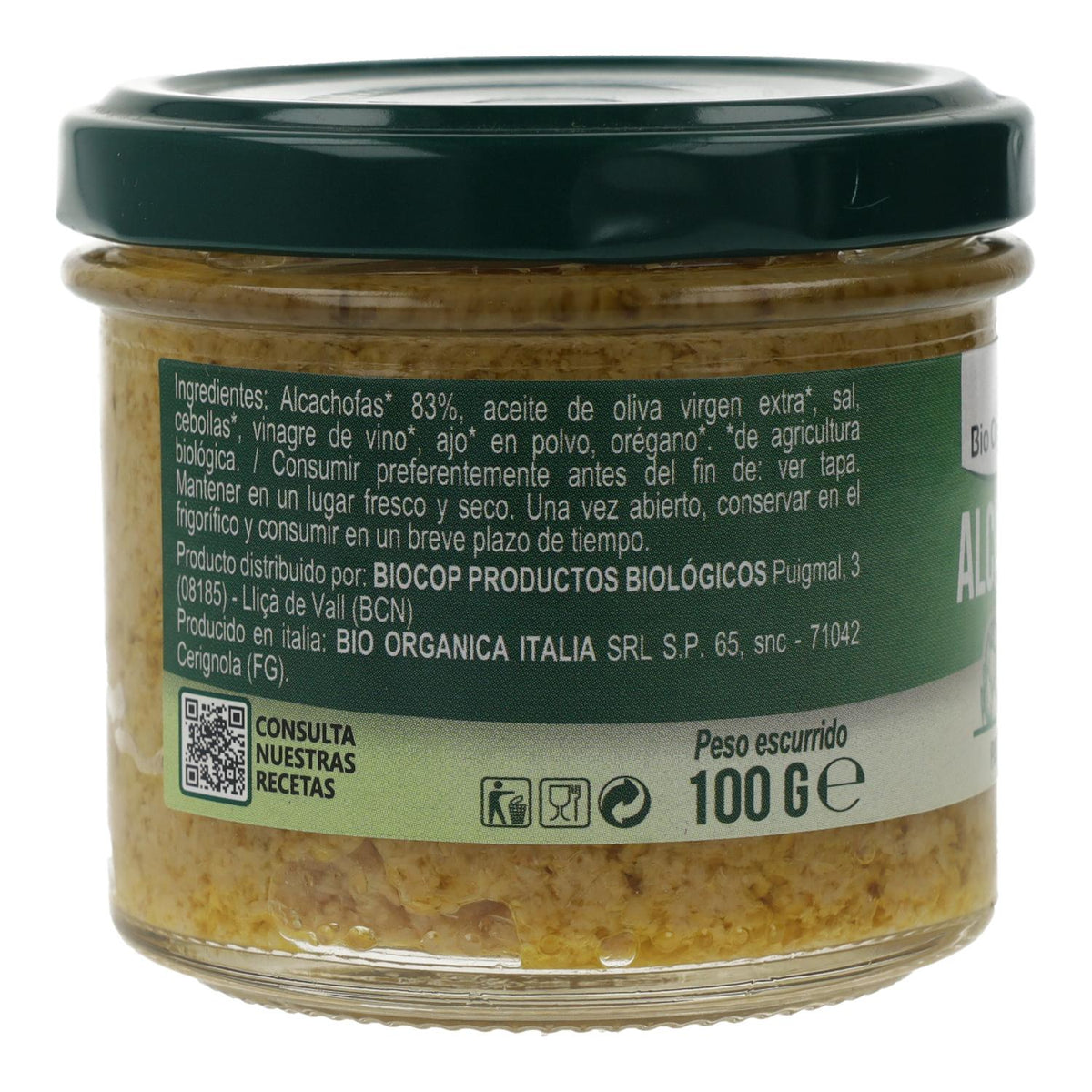 Patê de Alcachofra Biológico de Itália 100g