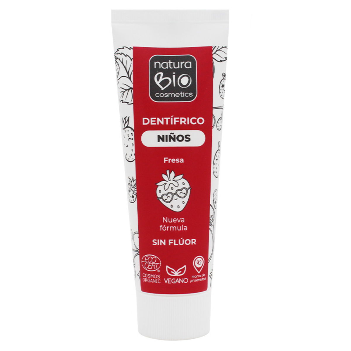Dentífrico niños fresa sin flúor y sin colorantes NaturaBio 75 ml