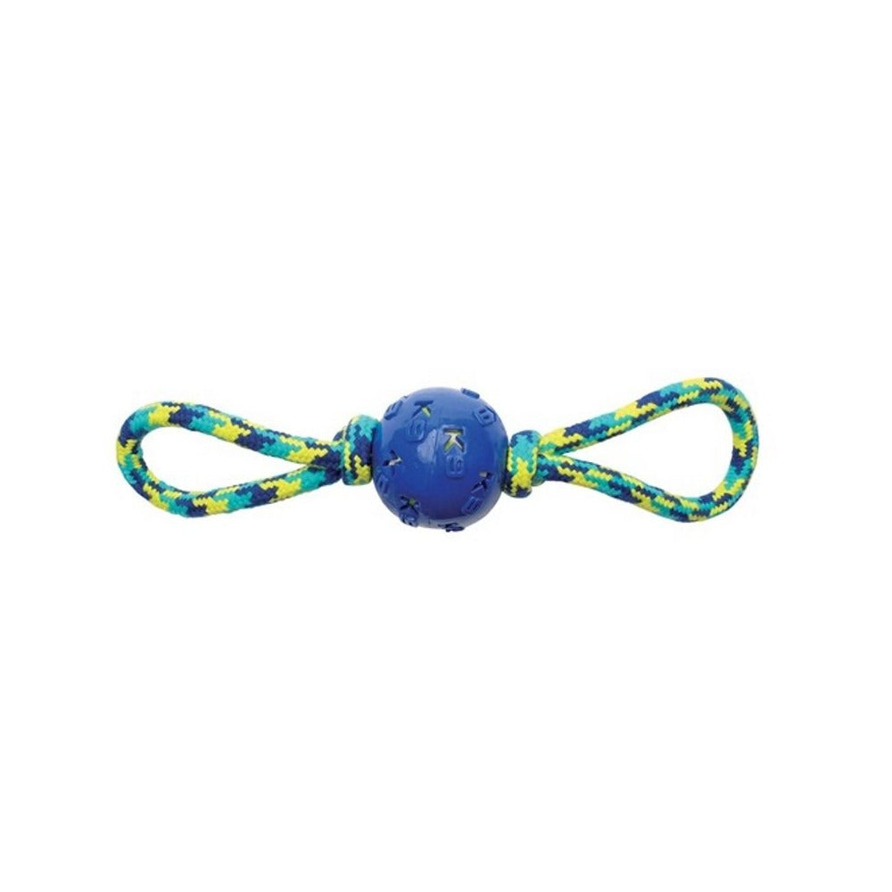 Zeus Fitness TPR Pelota y Cuerda para Perros Doble Tug 40cm