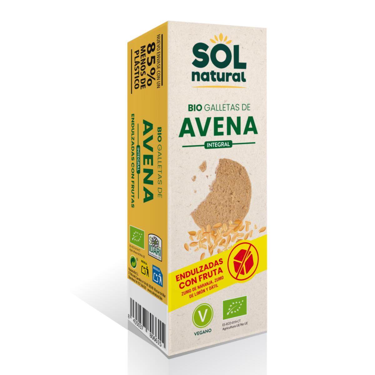 Biscoitos de aveia adoçados naturais biológicos Sol com fruta 175g