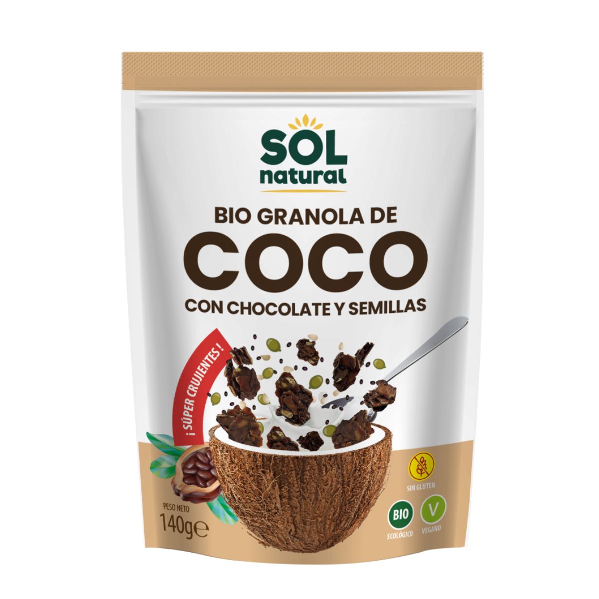 Granola Crunchy de Coco con Chocolate Bio Sol Natural 140 g