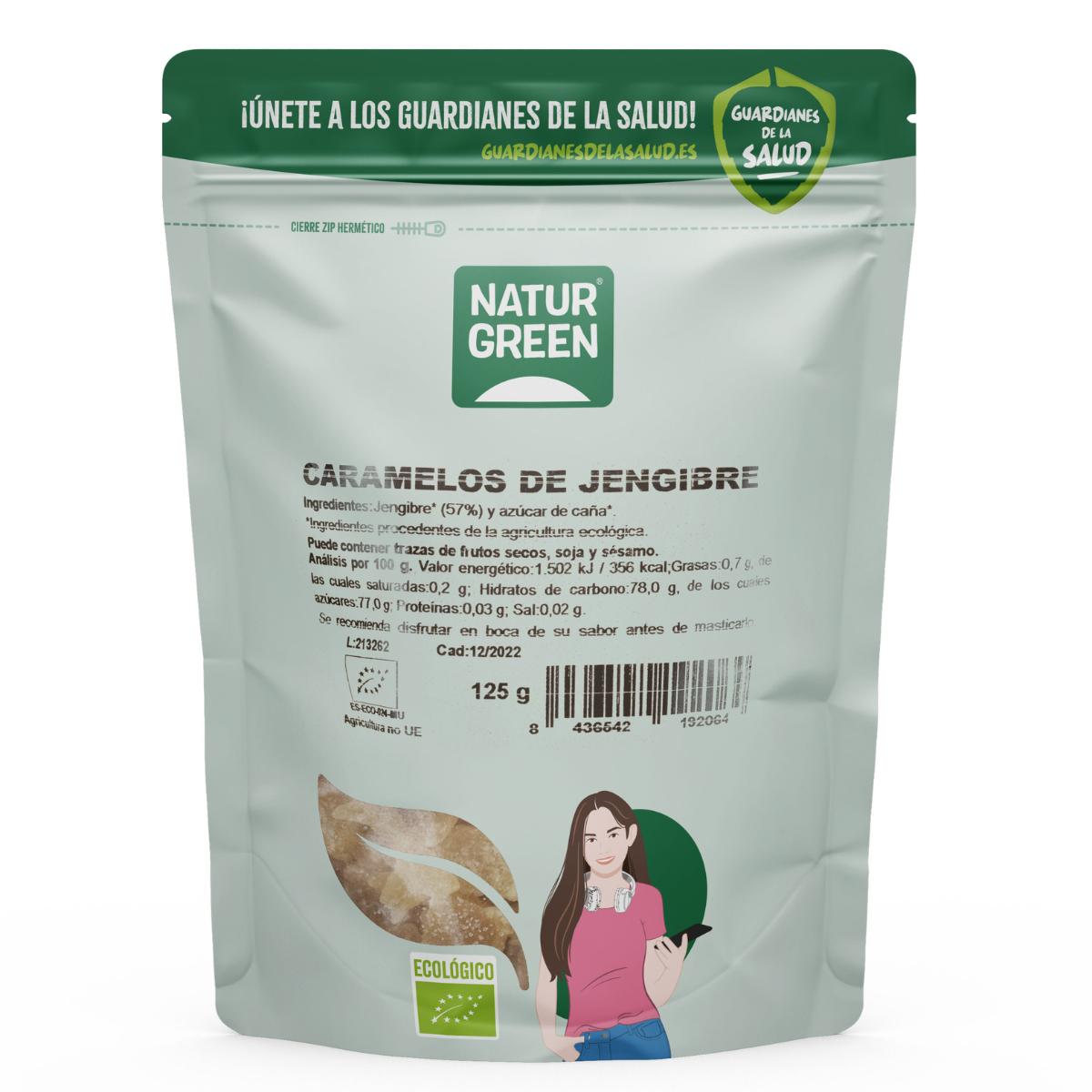 Rebuçados de Gengibre Naturgreen, 125 g