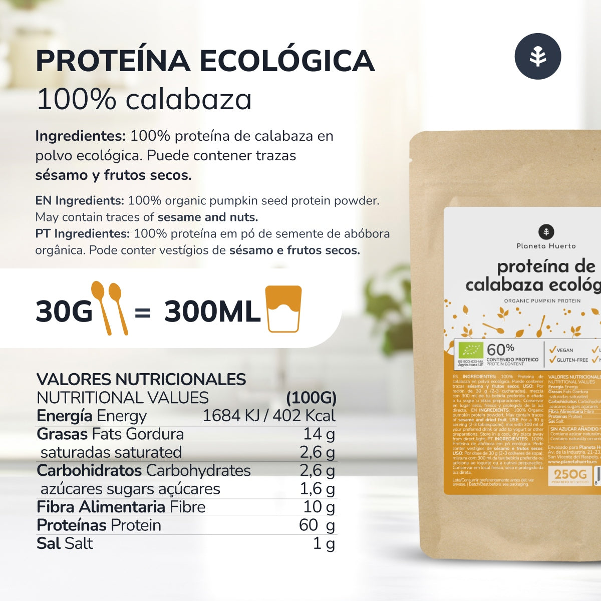 Planeta Huerto Proteína de Abóbora 250 g