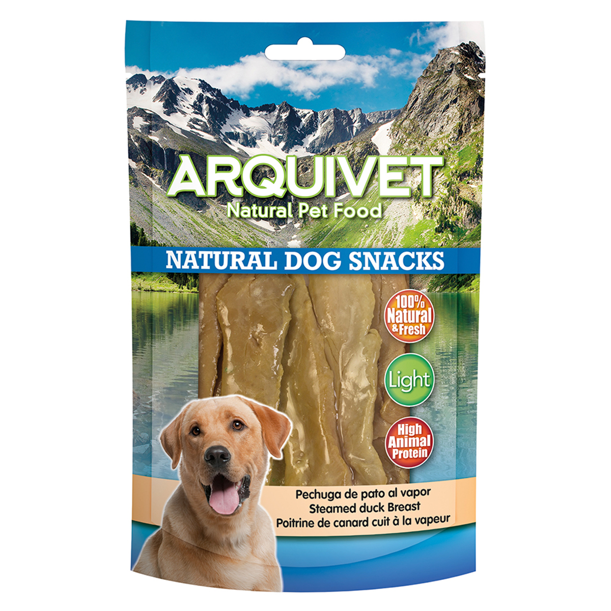 Petisco natural para cães: Peito de pato cozido a vapor 100 gr