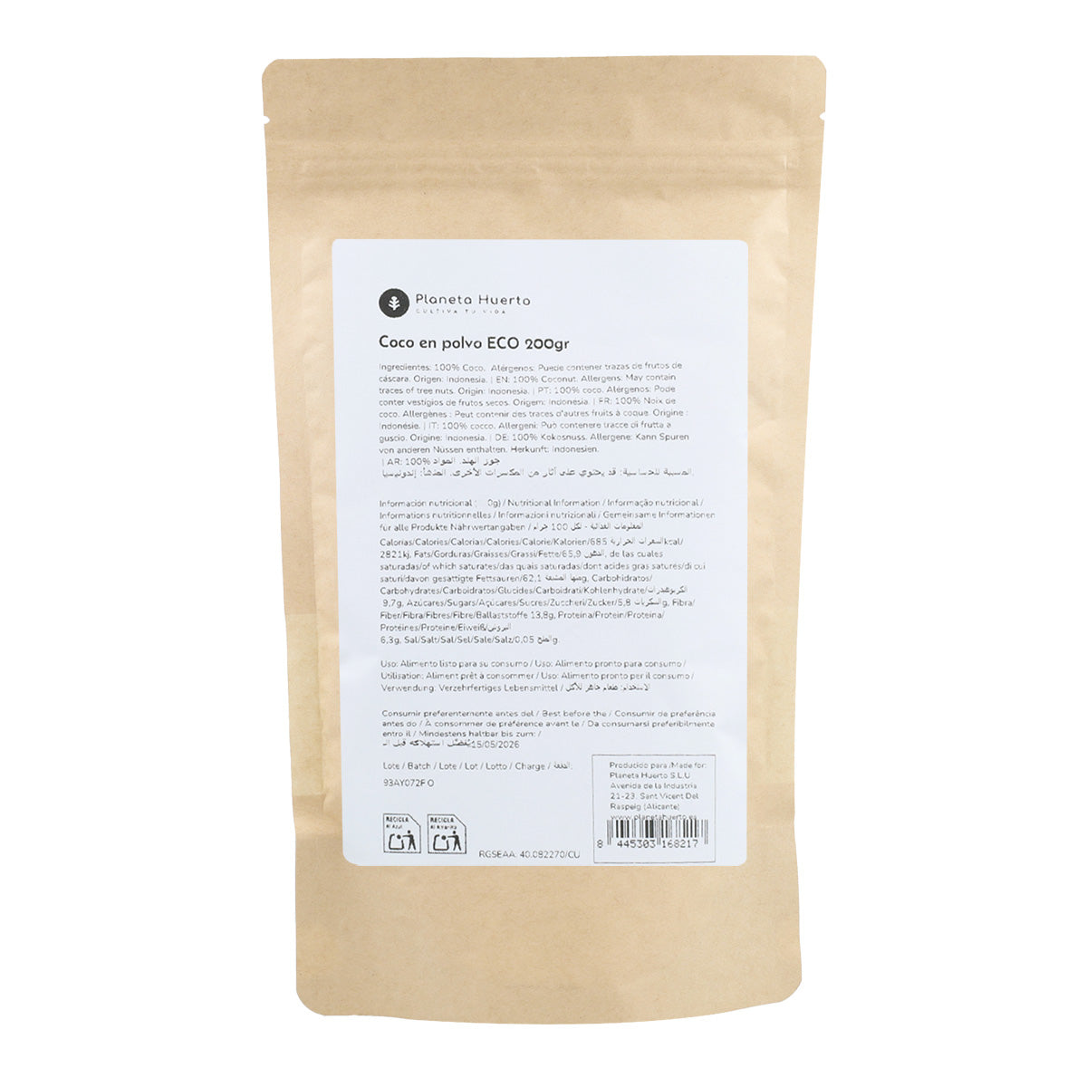 Coco ralado ECO Planeta Huerto 200 g