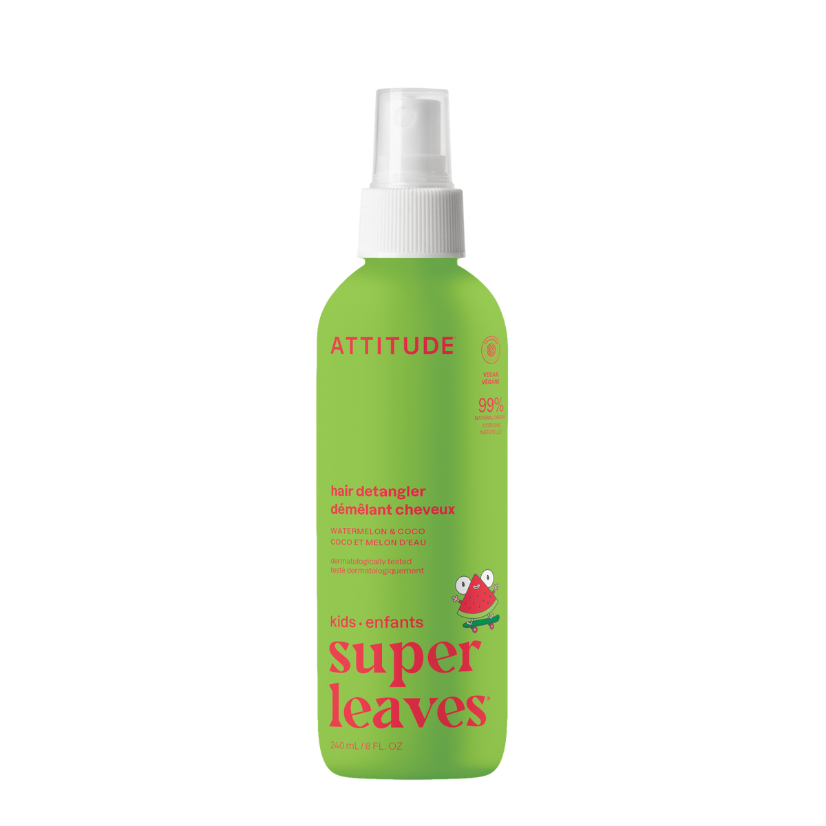 Spray desenredante infantil Super Leaves sandía y coco Attitude