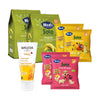 Pack de 2 snacks Hero de manga + 2 snacks Hero de ervilha e milho + 2 snacks Hero de morango + creme para fraldas de calêndula Weleda