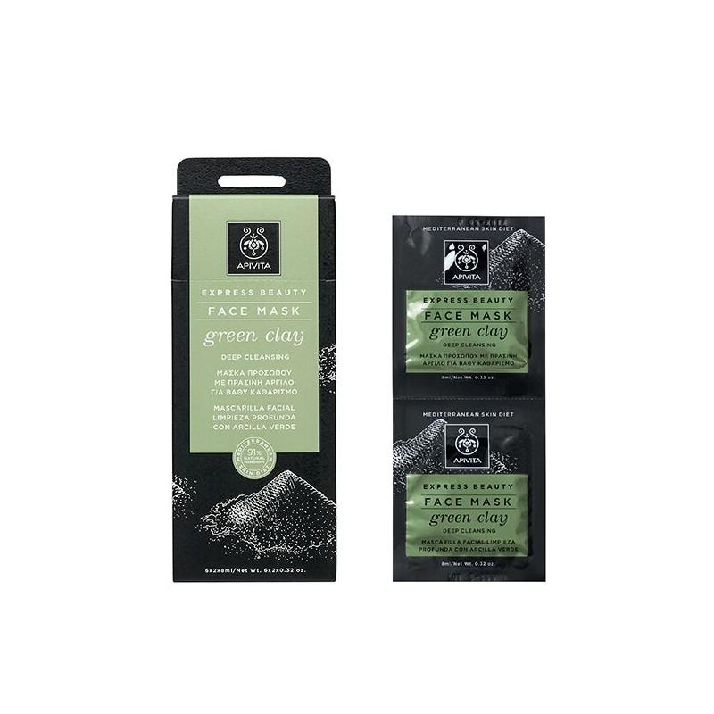 Máscara de Limpeza Profunda de Argila Verde Apivita Express Beauty 2 x 8 ml