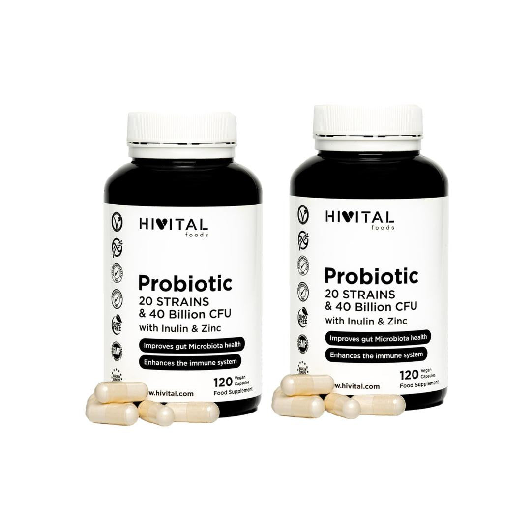 Embalagem 2x Probiótico com Inulina e Zinco Hivital 120 cápsulas