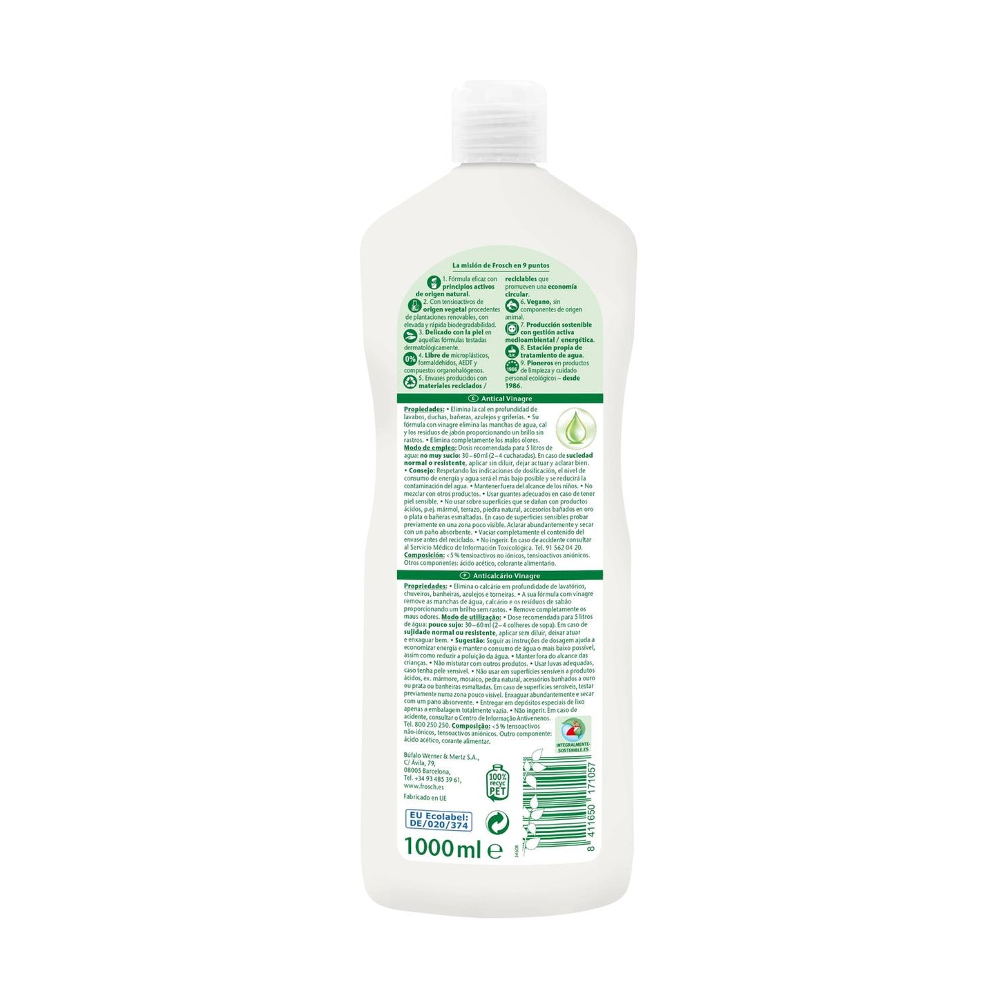 Vinagre anti-calcário Eco Frosch 1000 ml