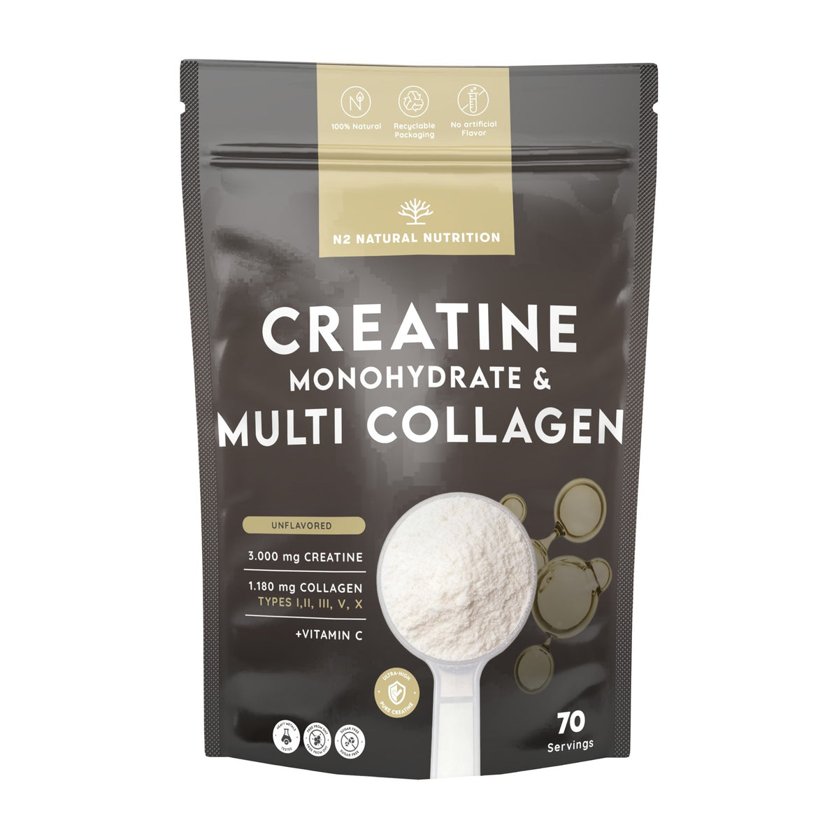 Creatina Monohidrato 70 días Rendimiento N2 Natural Nutrition 500 g