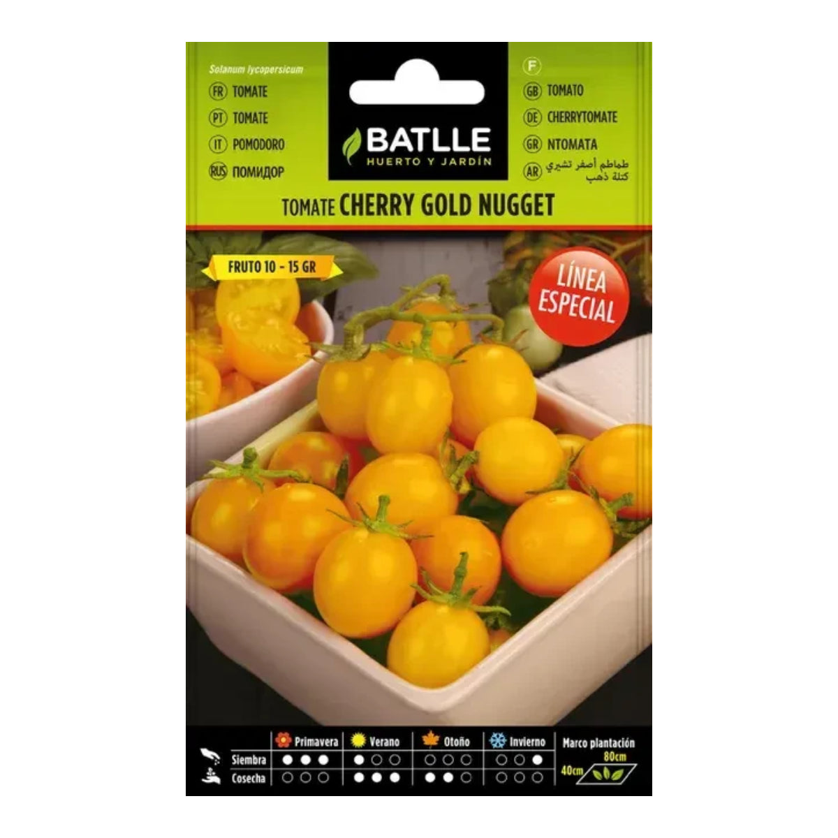 Sementes de tomate amarelo Batlle Cherry Gold Nugget
