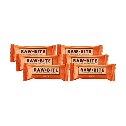Embalagem de 6 Barras de Castanha de Caju Orgânica Raw-Bite 50 g