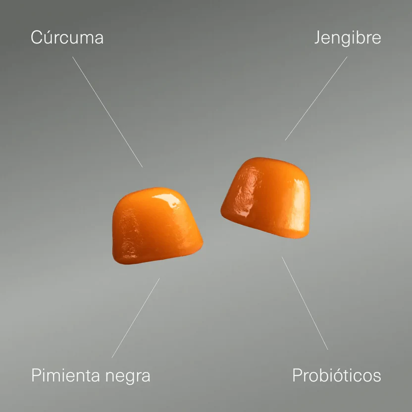 Cúrcuma con Jengibre y Pimienta Negra + Probioticos Aldous Bio 120 Gominolas