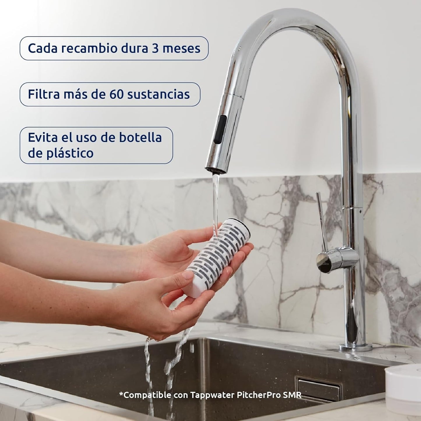 Pack de 2 peças de substituição para o filtro de água da torneira PitcherPro SMR