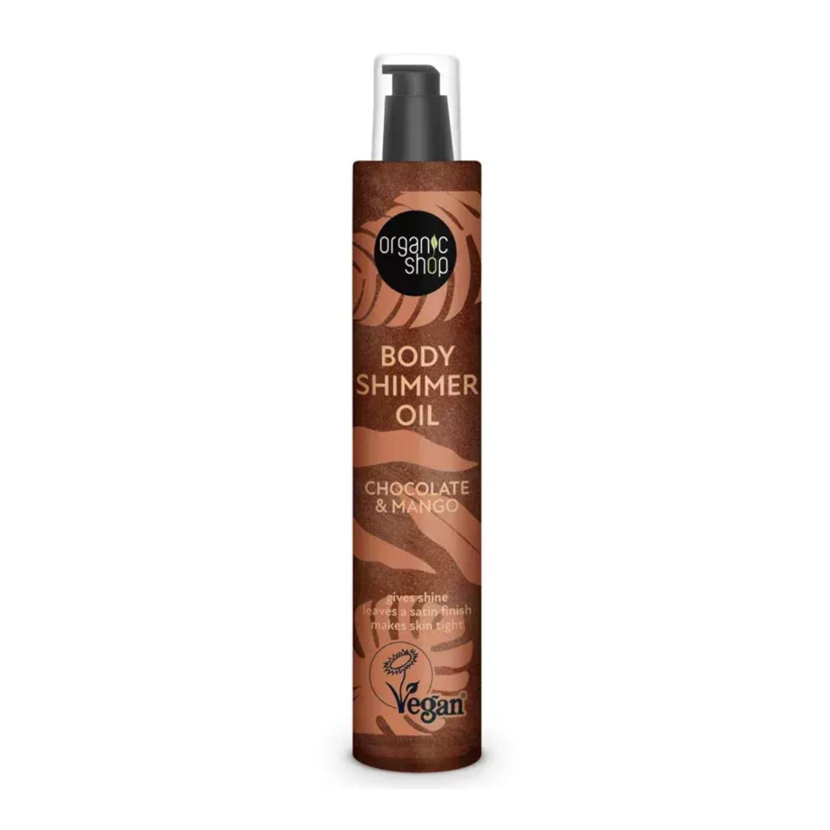 Óleo corporal com brilho de chocolate e manga, Oragnic Shop 100 ml