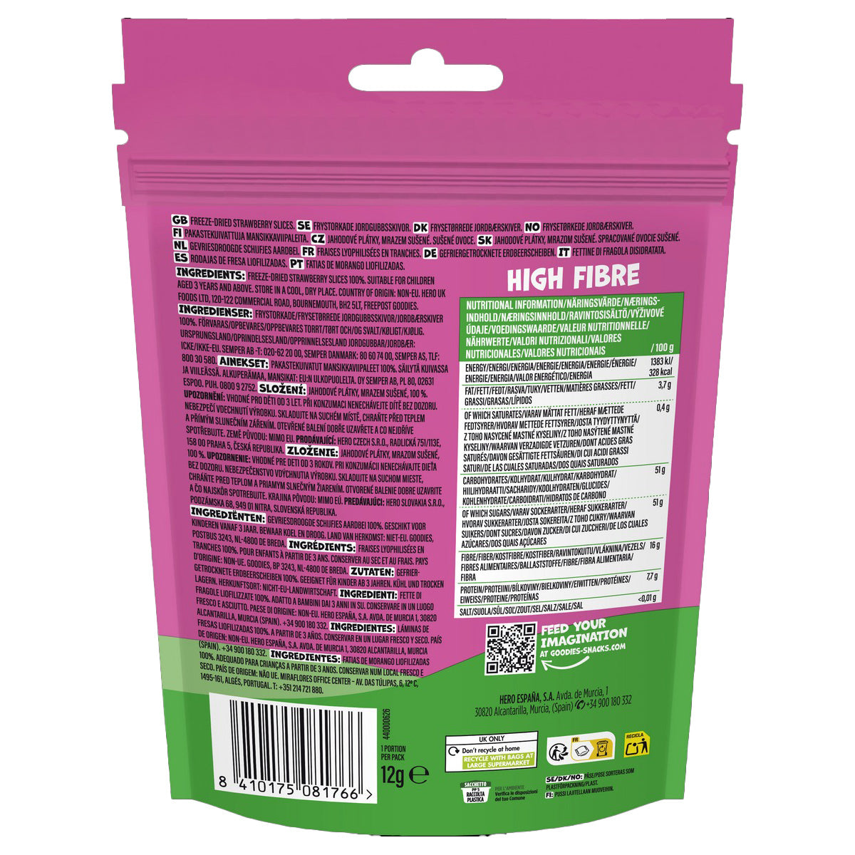 Chips de Morango 12g - Snack de Chips de Morango Hero Kids Hero Kids- 12g