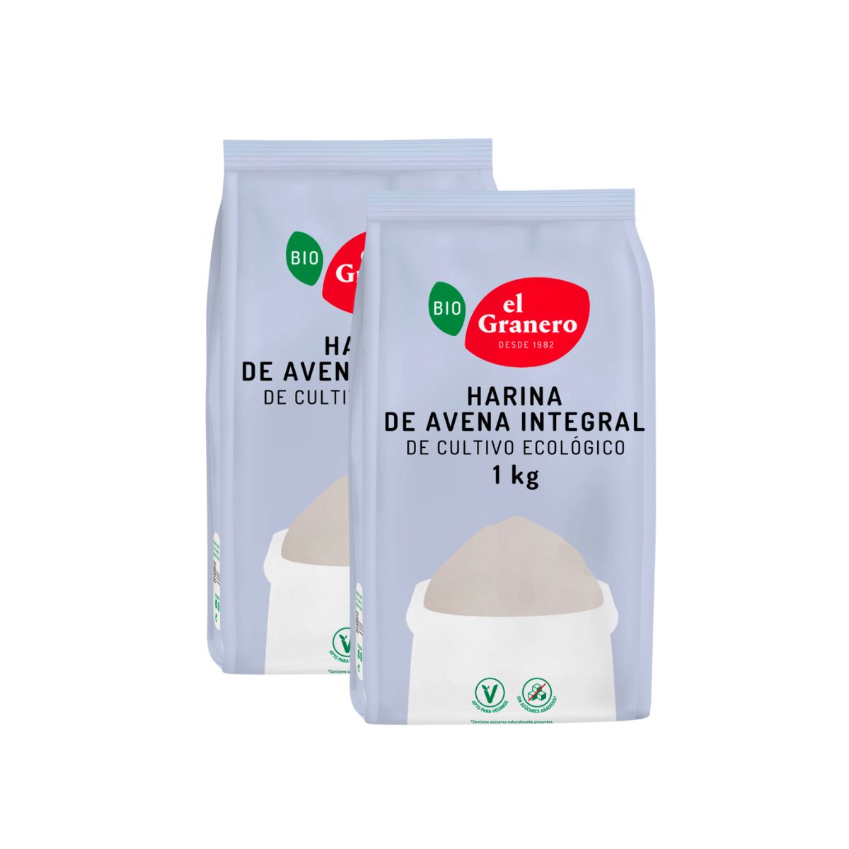Embalagem de 2 Farinhas de Aveia Integral Biológica El Granero 1 kg